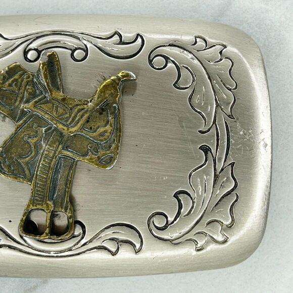 Vintage Leaves Leaf Saddle Western Belt Buckle Made in USA ✨ - Picture 5 of 9